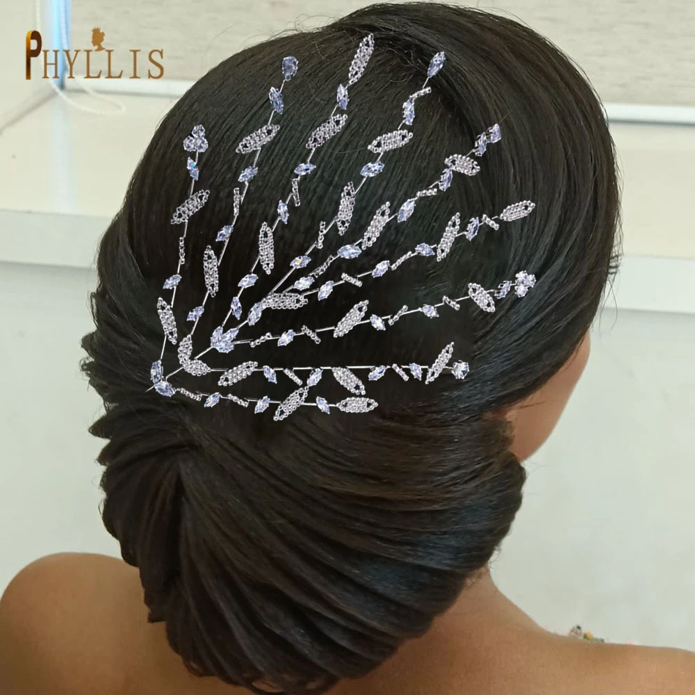

A253-C Alloy Leaf Zircon Women Tiara Rhinestone Headpiece Bridal Headwear Wedding Hair Jewelry Crystal Bride Accessories