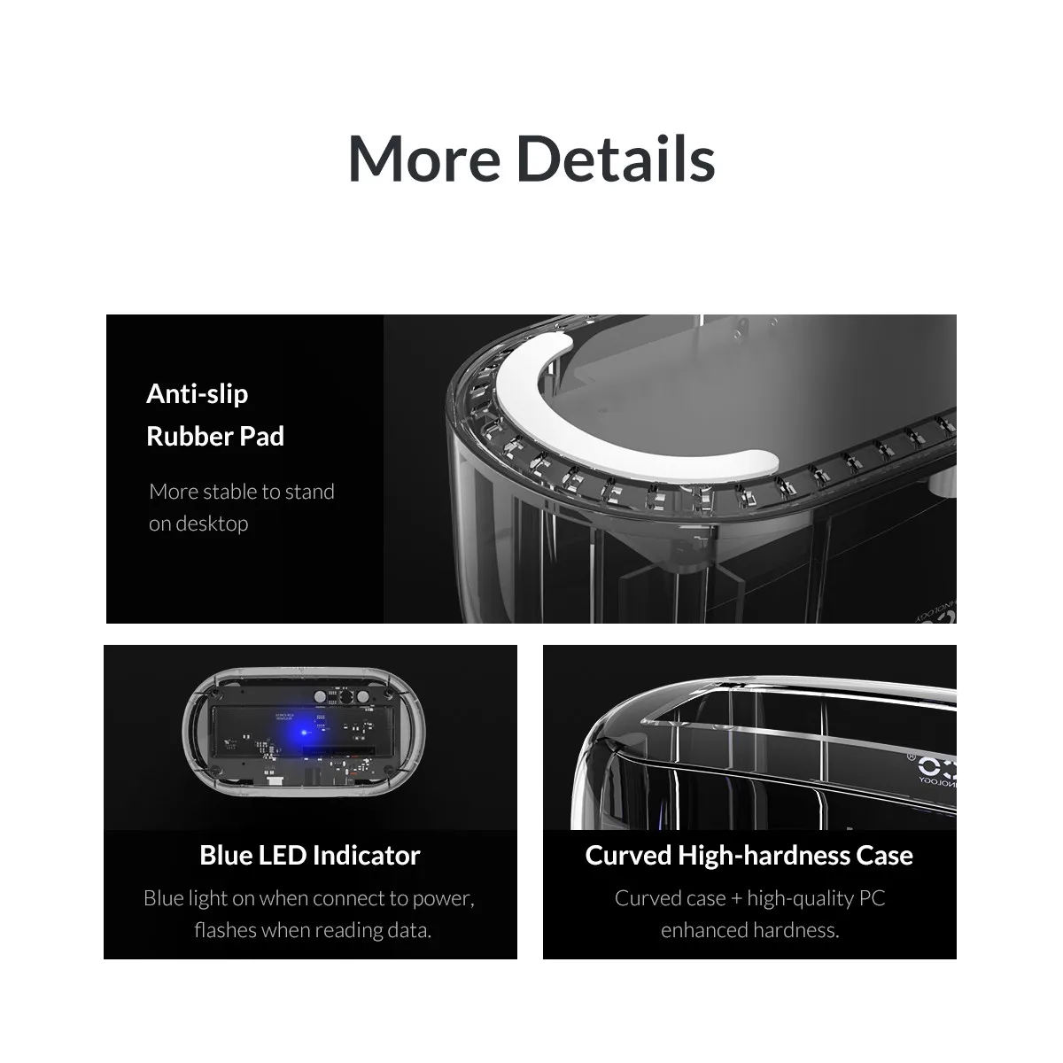 

ORICO Transparent HDD Docking Station Type-C USB3.1 Gen2 10Gbps External Hard Drive Docking Station for 2.5/3.5'' HDD SSD