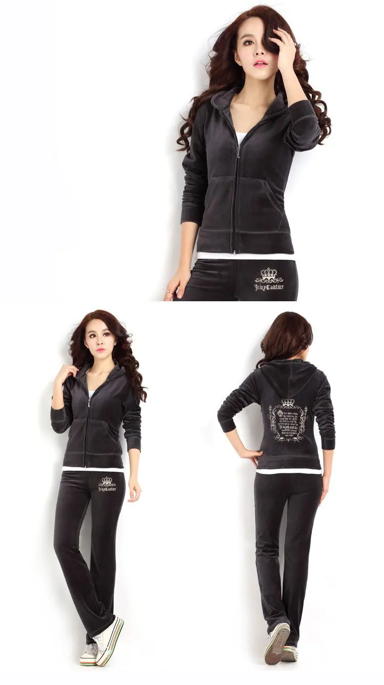 

Women sports suit zip-up sweatshirt+pant velvet tracksuit female running sports jogging casual leisure set sweatsuit two piece