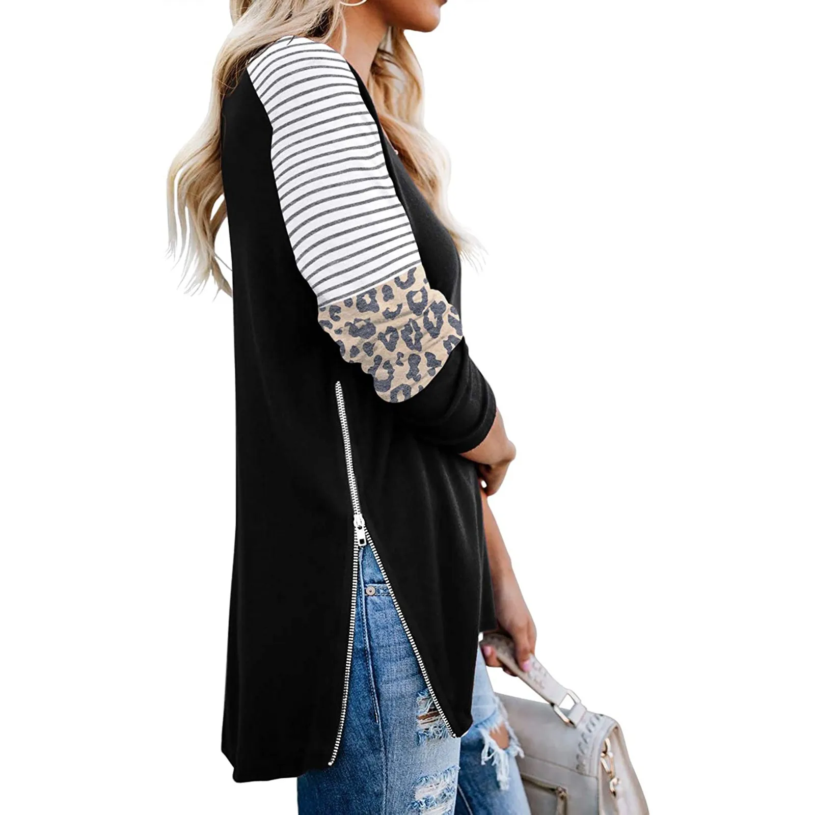 

Fashion Woman s 2021 Female Clothing Elegant Stripe Casual Top T Shirt Ladies Loose Women Tops Long Sleeve Top Tee Shirts Tops