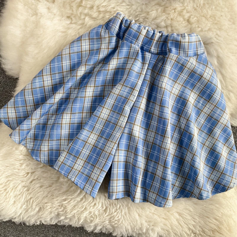 

Plaid Suit 2021 Summer Casual Off shoulder Top + Mini Skirt Fashion Two-piece Sets