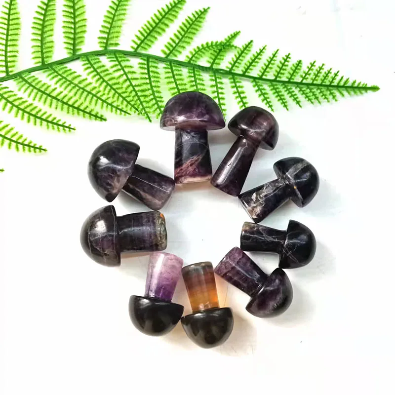 

5-6 см фиолетовый флюоритовый гриб, натуральный лечебный эффект, Хрустальный фиолетовый флюоритовый гриб для украшения дома SWJ