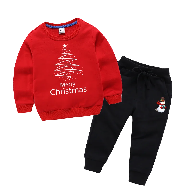 Рождественская Одежда для мальчиков и девочек Рождественский комплект Длинные