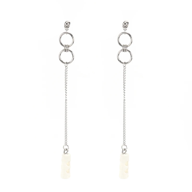 

Unisex Stainless Steel Round Long Chain Studding Drop Earring Wireless Earphone Anti Lost for Apple Airpods Headphones Earring