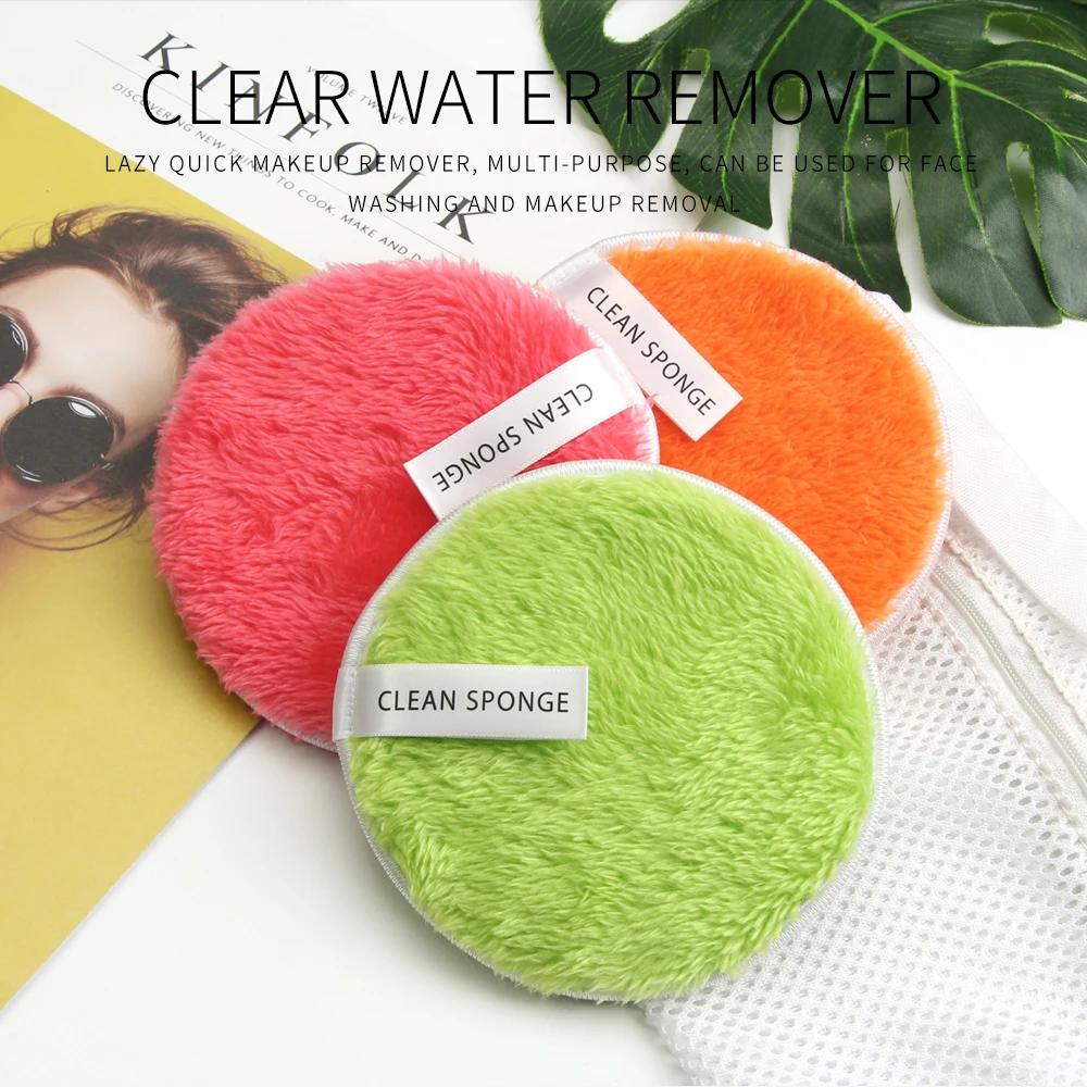 4Pcs Microfiber Makeup Remover Towel With Bag Face Plush Puff Reusable Cleansing Cloth Pads Natural Soft Cleaner Makeup Tools