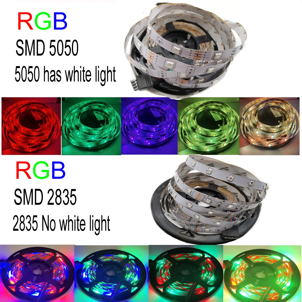 Цветная (RGB) 5050 SMD 2835 Светодиодные ленты светильник гибкая лента RGB полоса 5 м 10 15