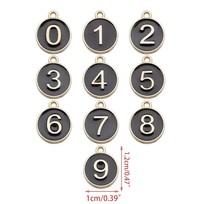 

0-9 Arabic Number Metal Alloy Charms Double Sided Enamel Digits Pendant for DIY Crafts Bracelet Necklace Jewelry Making