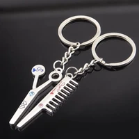 2020 hairstylist essential scissors comb decoration keychain hairdresser gift key couple keychain