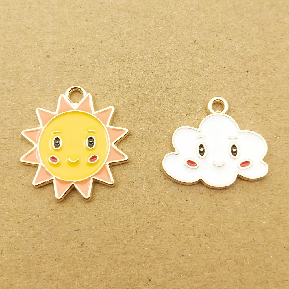 10 шт. улыбка солнца облаков Эмаль Подвески для ювелирные изделия делая модные