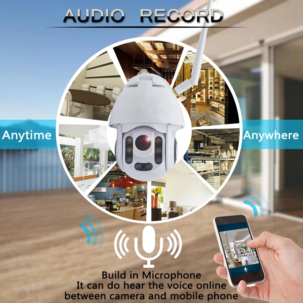 OUERTECH 1080P outdoor Wireless IP Camera Waterproof WIFI 1080P PTZ Camera H.264 APP Control