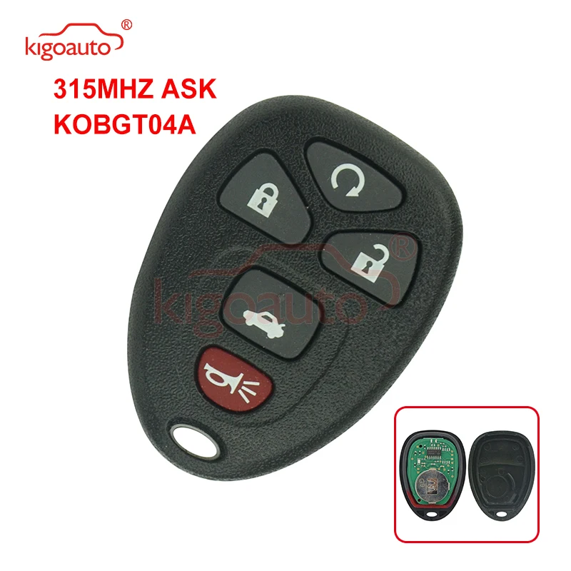 

Kigoauto Remote fob 5 button 315Mhz 22733524 for Chevrolet Pontiac G5 G6 Saturn Aura Sky 2008 2009 remote control KOBGT04A key