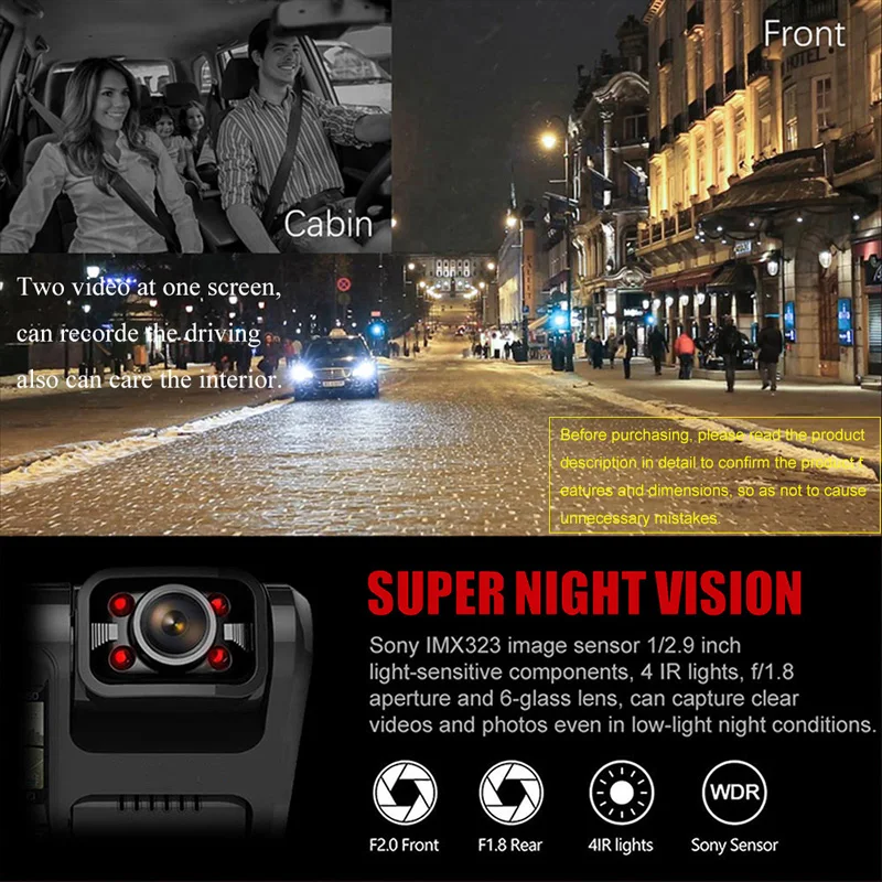 QPLOVE 4K Автомобильный видеорегистратор HD 2160P gps видеорегистратор двойная подвижная камера и сенсор sony с беспроводной Wi-Fi супер ночного видения авто рекордер