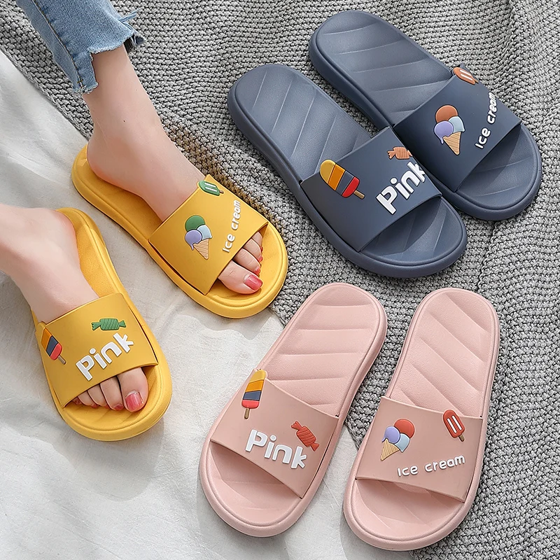 

Summer Cartoon Print Women Slippers Indoor Bathroom Slipper Soft Eva Anti-Slip Couples Home Floor Slides Ladies Summer Shoes