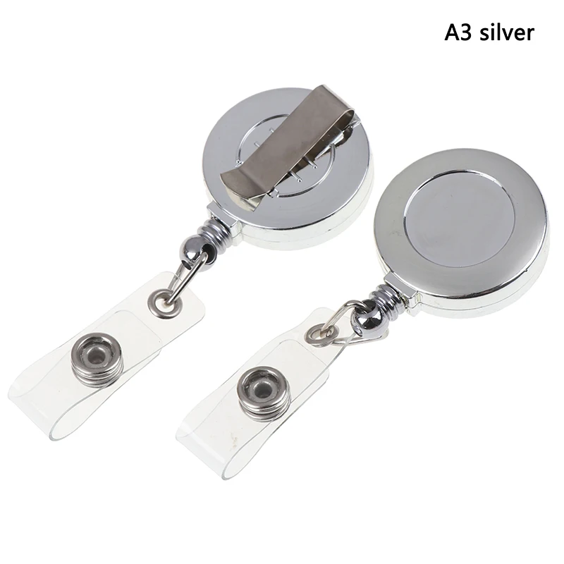 silver 1 шт. пластиковая катушка для значка для карты доступа, регулируемый ремешок для рабочей карты, ID держатель карточки IC катушка - Цвет: silver
