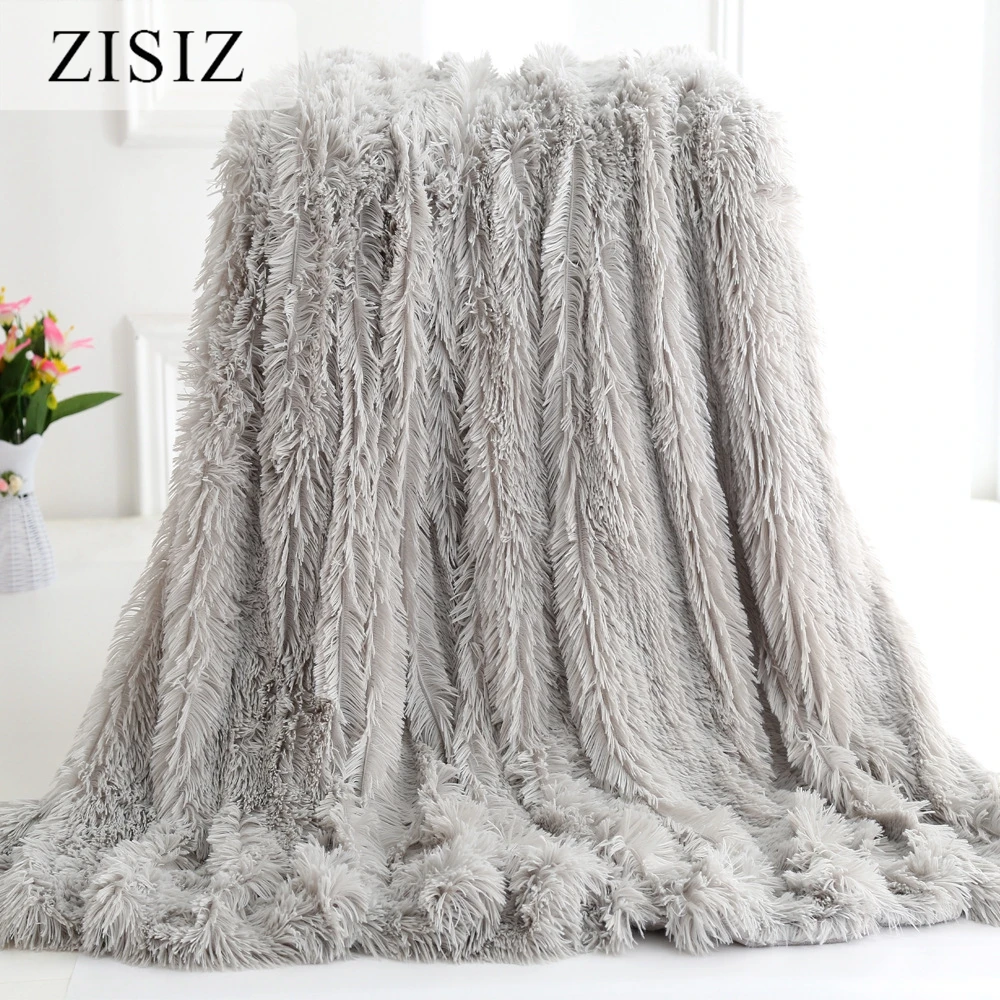 

ZISIZ Soft Warm Bedding Throw Blanket Plush Fluffy Faux Fur for Bed Cover Sheet Throw Home Decoration Comfortable Blanket