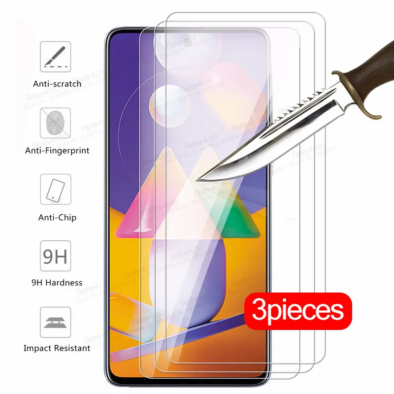 

3 piece tempered Glass For samsung galaxy m31s m01 m11 m21 m31 m51 sumsung m 31s 31 11 01 21 51 screen protector protective Film