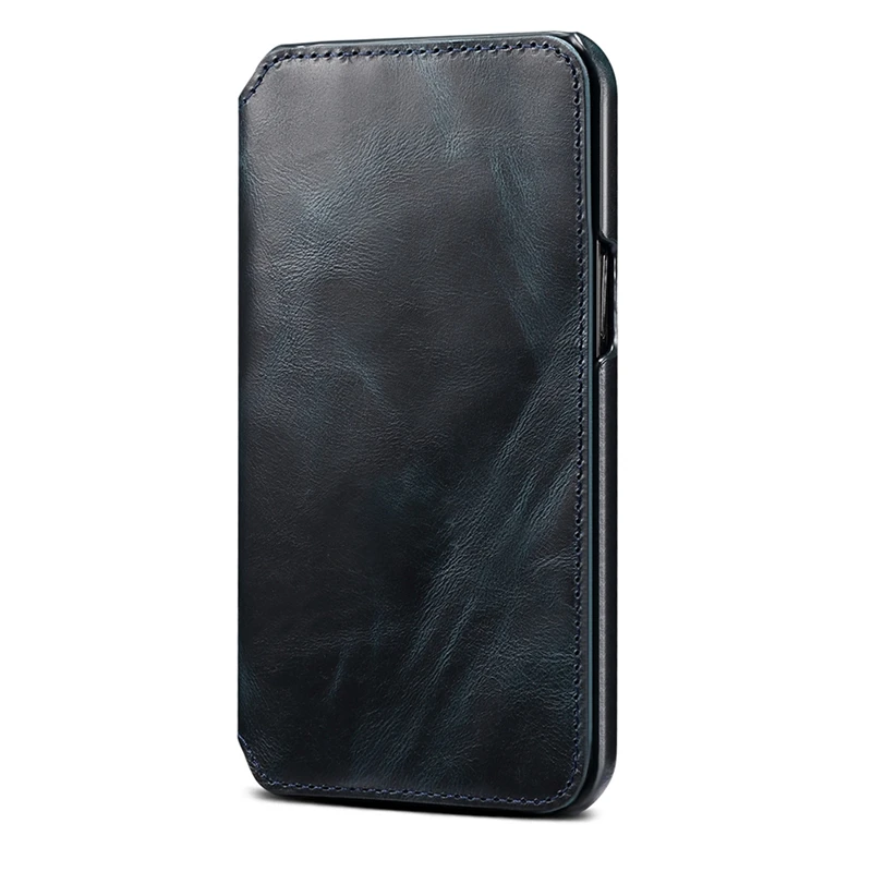 

Case For Iphone 12 Pro Max Genuine Leather Wallet Case Book Flip RFID Blocking Card Slots Magnetic Kickstand Shockproof