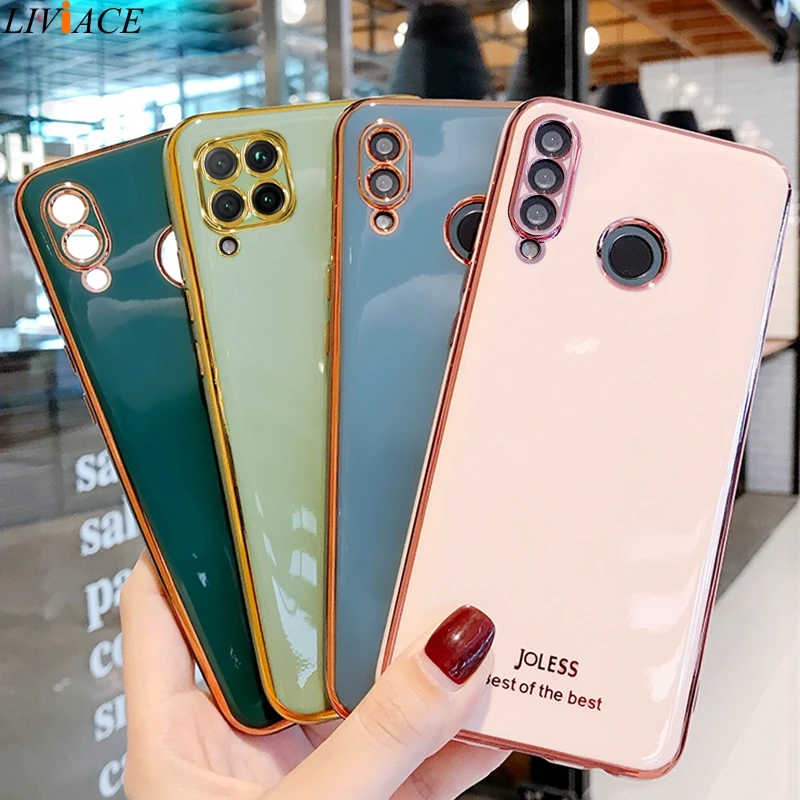luxury plating silicone phone case on for huawei p20 p30 p40 lite pro p smart plus 2019 honor 10 20 lite 8x 9x 10i back cover free global shipping
