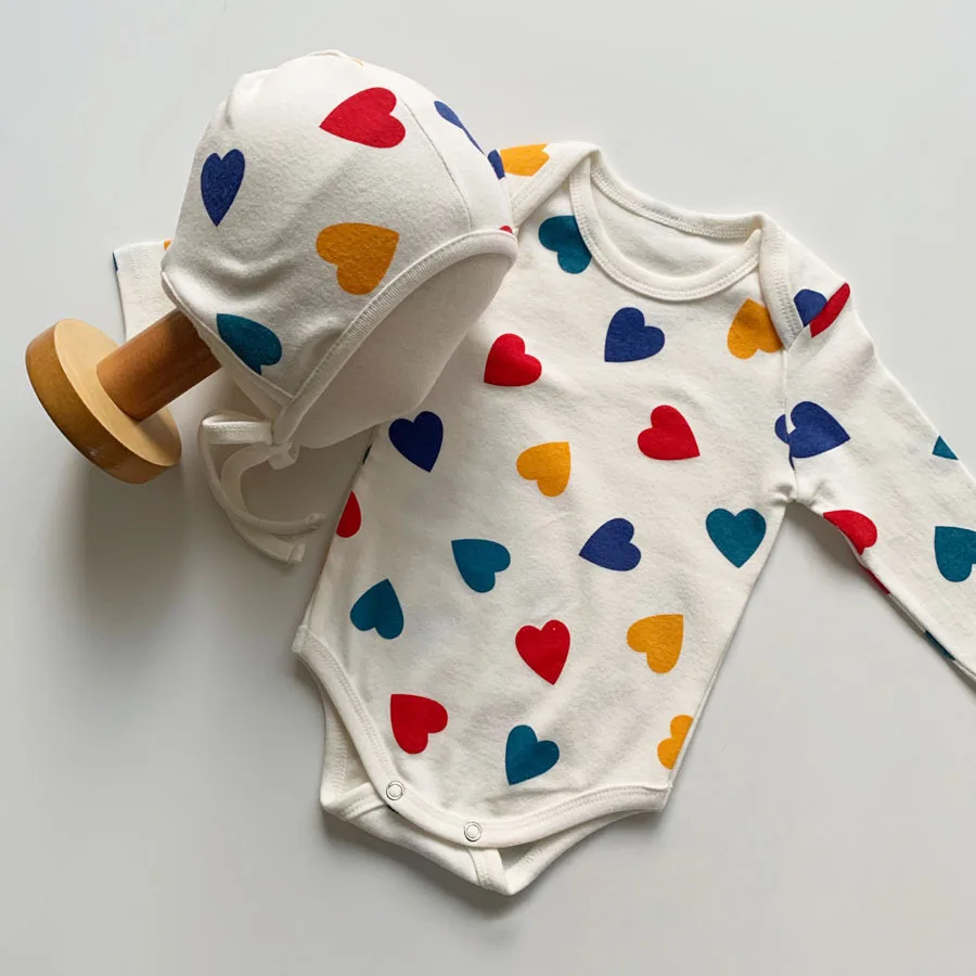 

0-24m Baby Bodysuit For Newborns Boys Girls Clothes Long Sleeves Spring Autumn Love Print Baby Clothes Kids Jumpsuit Bodysuits