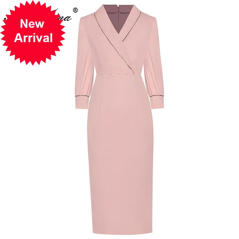 

Fashion dress Spring Women Dress Beaded Package hip Office Lady Dresses