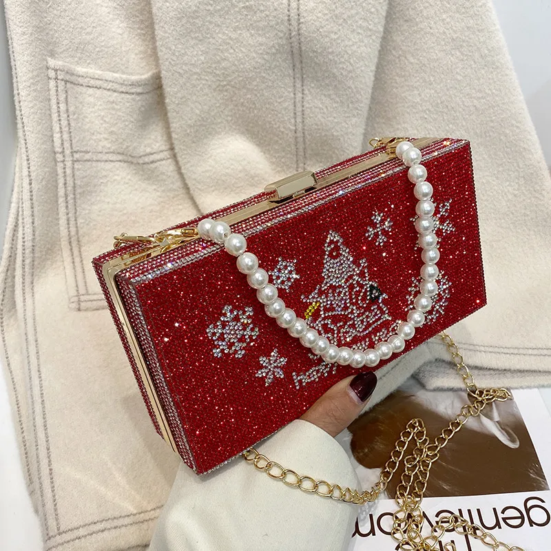 

Box Diamond Design Small Crossbody Bags For Women 2021 New Chain Party Shoulder Bag Branded Luxury Handbags Christmas Gift
