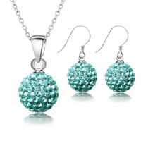 bridal wedding jewelry sets austrica crysal ball pendant neckalce earring silver set for women gift