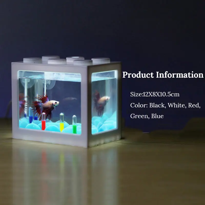 Betta Fish мини аквариум креативный строительный блок аквариум для домашнего офиса чайный столик украшение детское Кормление маленький строительный блок