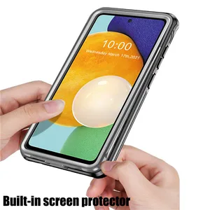 armor clear built in screen protector for samsung galaxy a52 a72 4g 5g case cover shockproof pc silicone phone coque fundas free global shipping