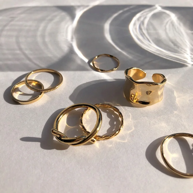 MENGJIQIAO Новая мода Панк Металлический геометрический узел кольца для женщин и