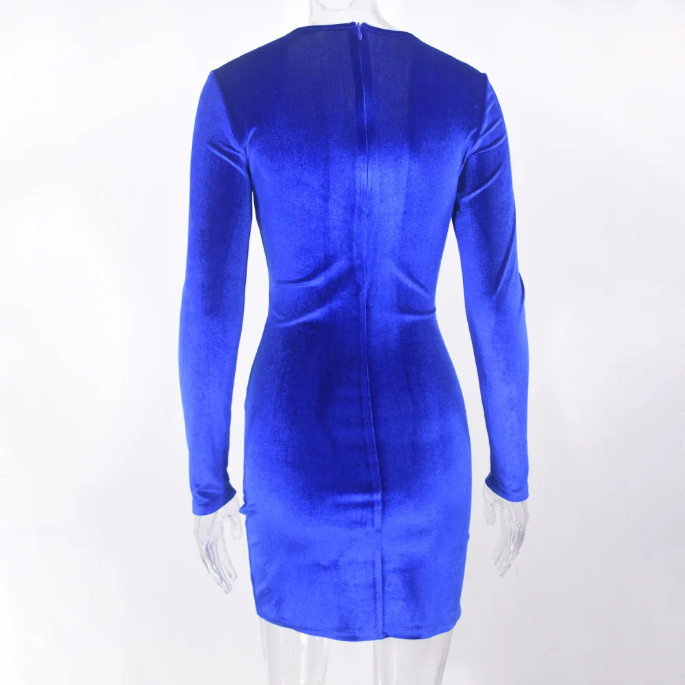 

Sexy Bodycon Dresses Women's 2020 autumn and winter velvet new long-sleeved fishbone pleated Korean velvet dress Club clothes