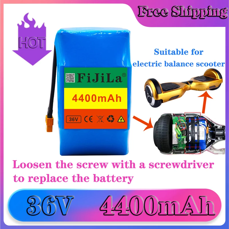 

4400-28000mAh 10S2P 36V lithium-ion battery pack, used for electric balance cars, scooters and other portable vehicles