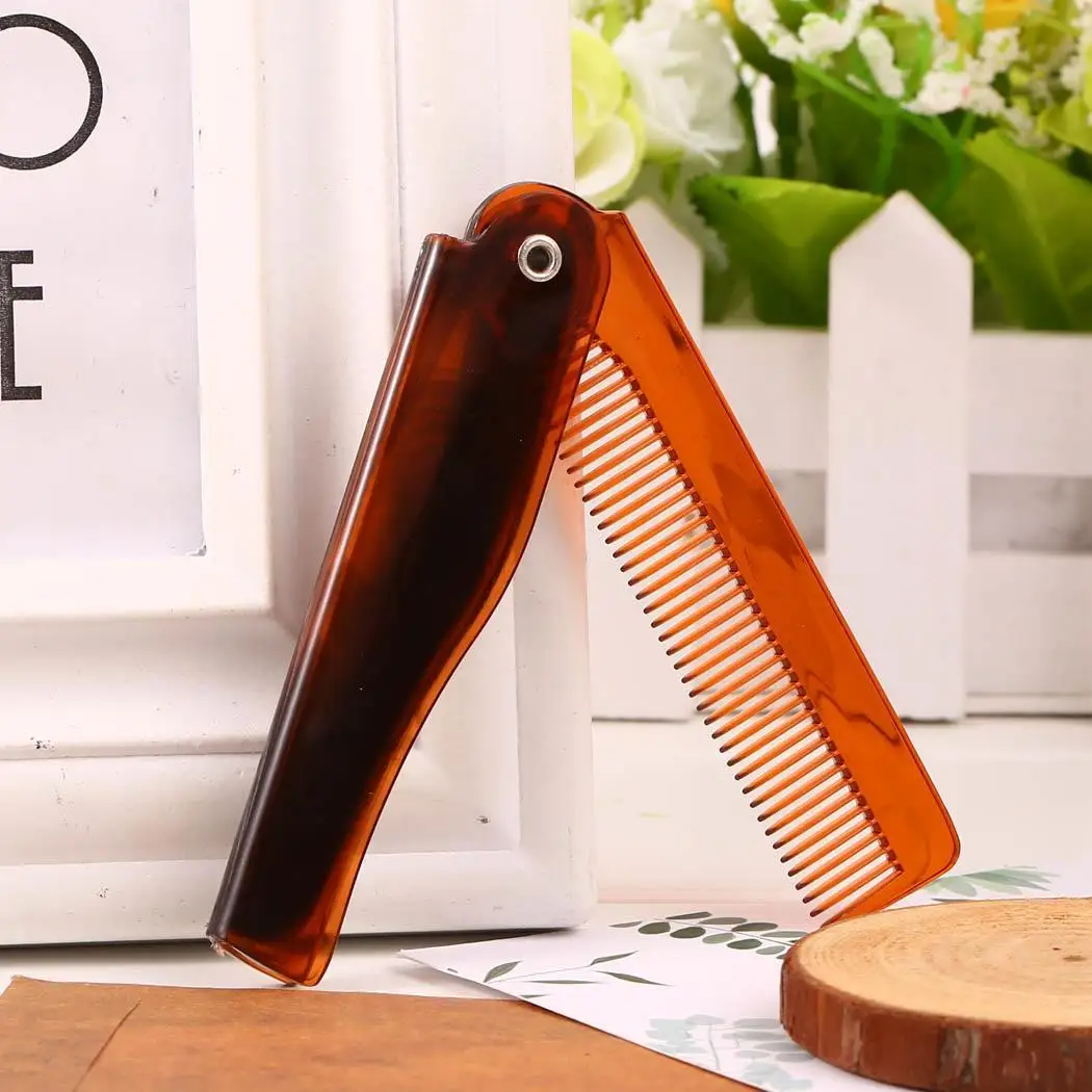 Унисекс портативный твердый Простой складной гребень с зажимом волос 15 дома и т.