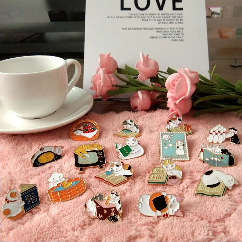 Эмалевые Броши с изображением животных из мультфильмов дурацких кошек ювелирных