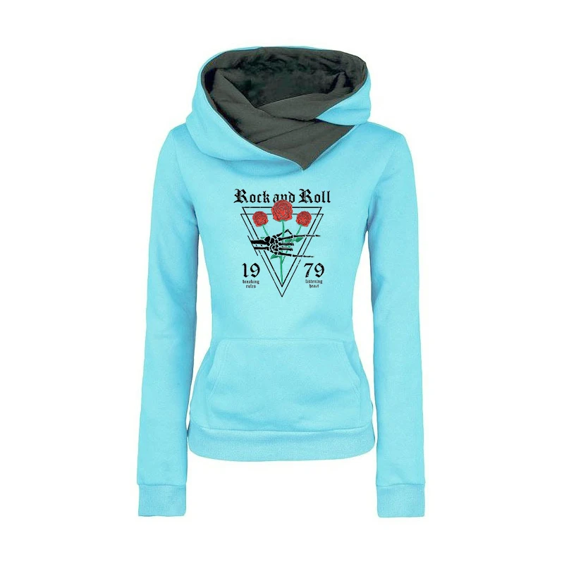 Casual Women Sweatshirt Hoodie Autumn Big Hat Floral & Rose Cotton Hooded Tops Clothing Pullover Female Sweetshirts Hoodies