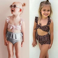 2pcs toddler baby girl leopard swimwear sleeveless tops bathing suit bikini outfits swimsuit set
