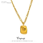 Ожерелье с подвеской Yhpup, из нержавеющей стали, с абстрактным изображением лица в западном стиле, женское, Золотая цепочка, массивное ожерелье в подарок, 2021
