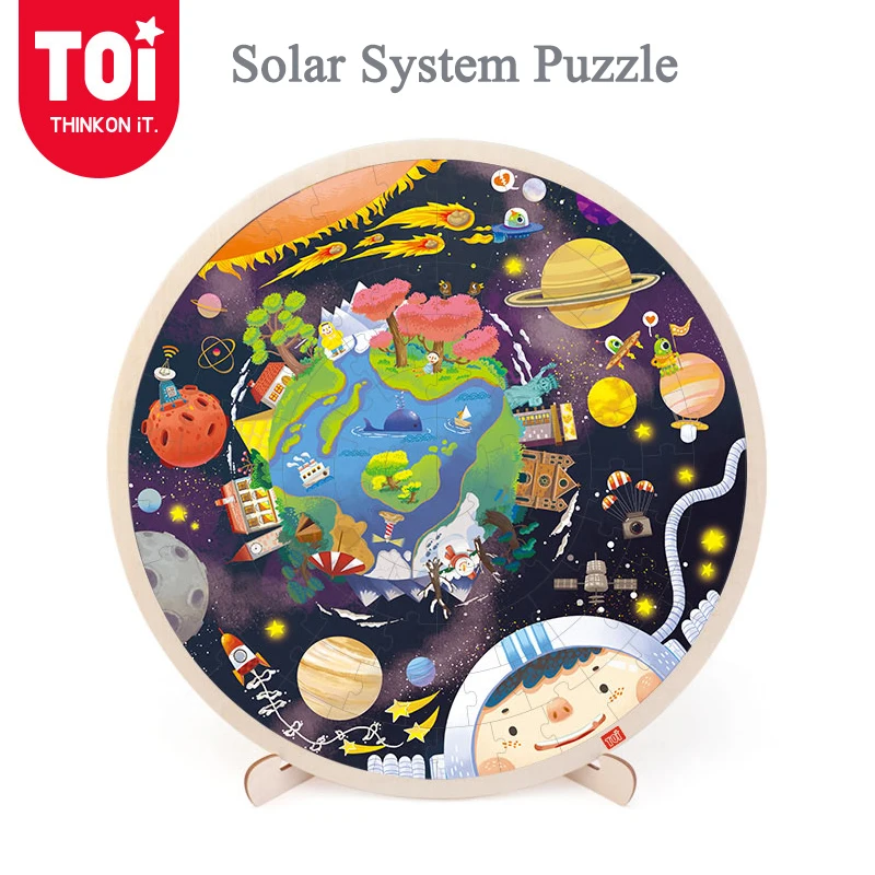 TOI Солнечный Системы головоломка Ранние обучающие игрушки 102P деревянный ребенка