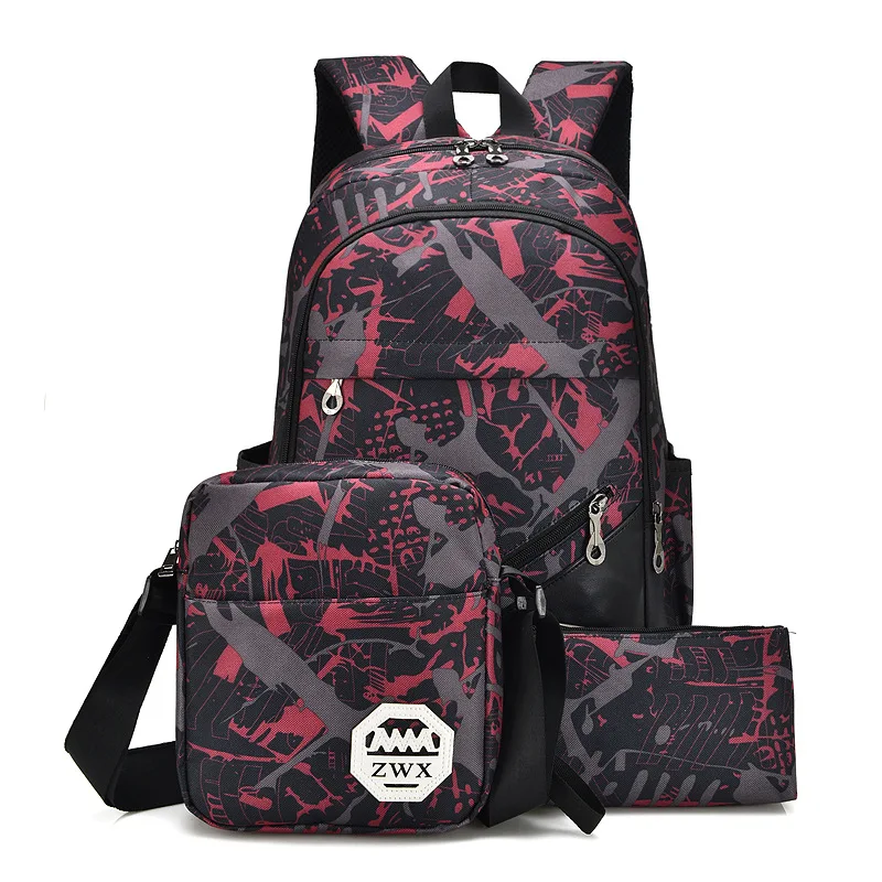 3 шт./компл., женские школьные рюкзаки из парусины, школьный рюкзак для подростков, девочек и мальчиков, рюкзак Moclila, сумка через плечо