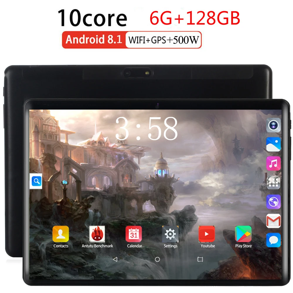 

2021 Global 10 inch 2.5D Tablet PC Octa Core 6GB RAM 64GB 128GB ROM 1280*800 IPS 5000mAh Android 8.0 Dual Sim 3G LTE Tablets