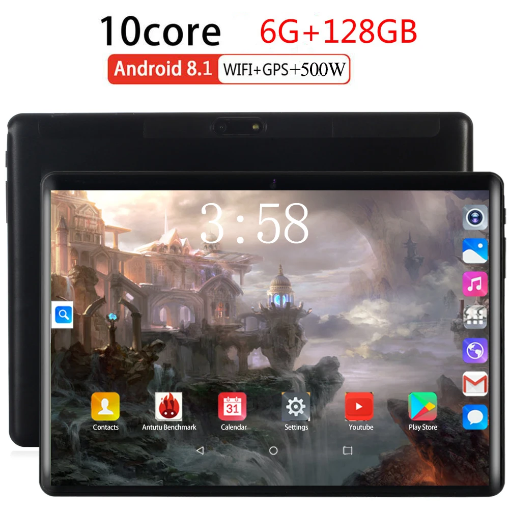2021 глобальных 10 дюймов 2.5D планшетный ПК Octa Core 6 ГБ Оперативная память 64 Гб 128