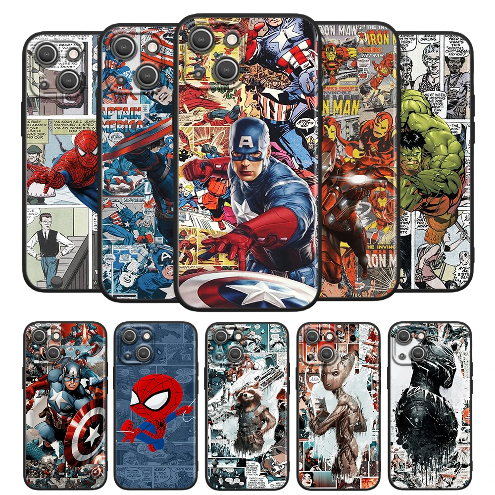 Funda de teléfono de Spiderman, Capitán América, para Apple iPhone 13, 12 Pro, Max Mini, 11 Pro, XS,