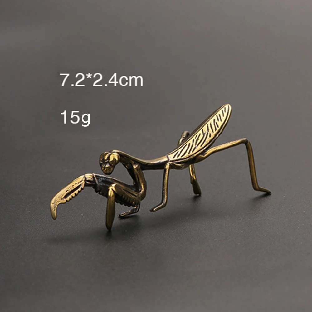 

Brass Mantis Statue Mini Ornament Miniature Pure Copper Home Office decor