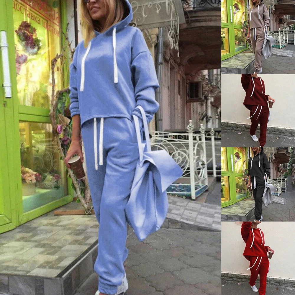 Спортивный костюм с длинным рукавом утепленная толстовка капюшоном комплект из 2