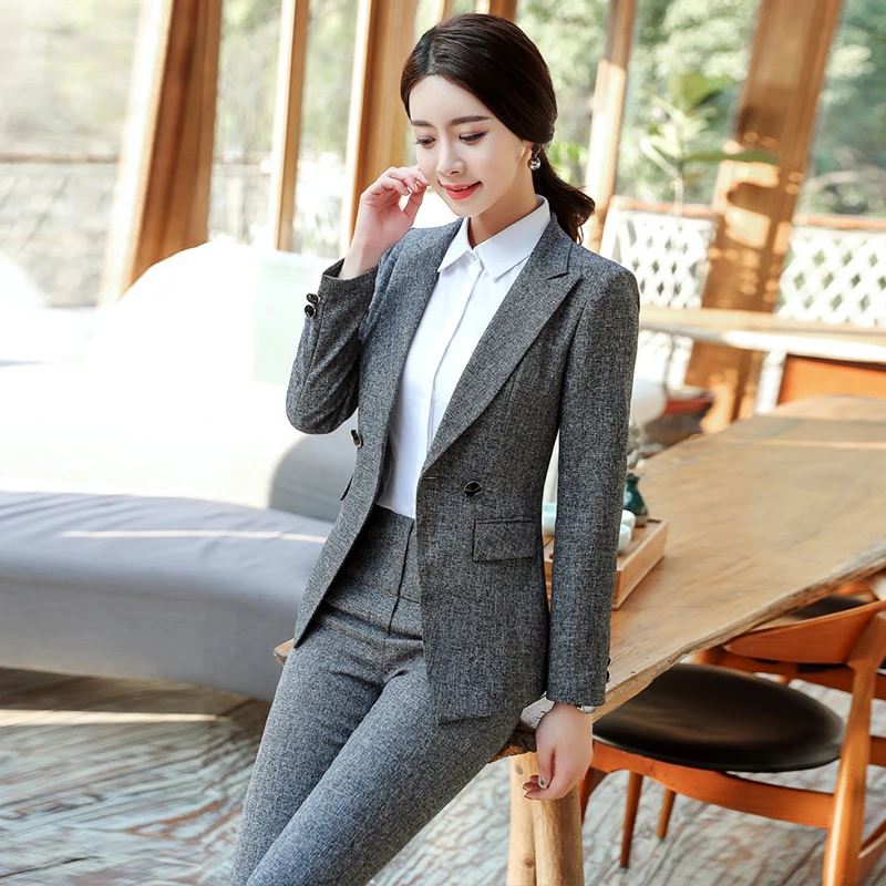 Формальные брючные костюмы женский Блейзер офисный деловой костюм куртки брюки