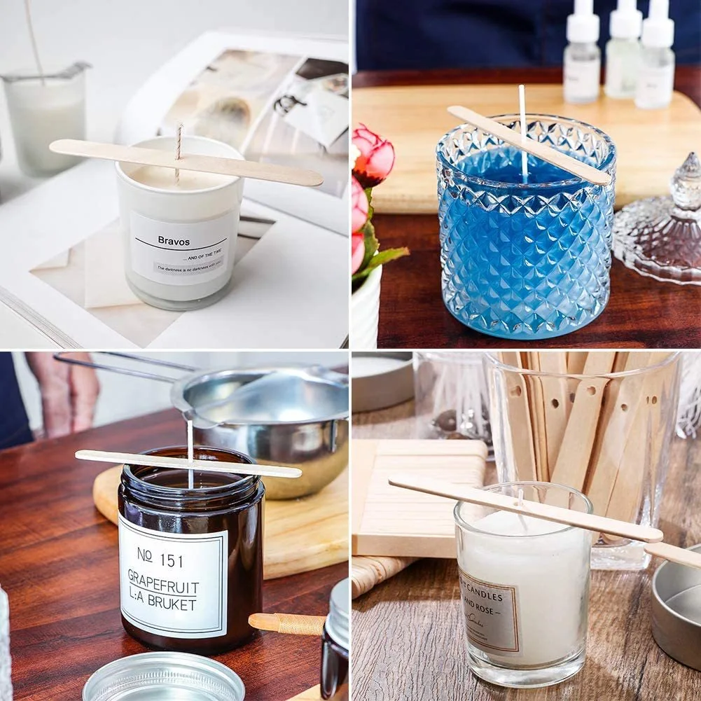 

100pcs Candle Wick Single Hole Holder DIY Handmade Aromatherapy Candle Making Tools Liquid Ghee Wick Holder Ice Cream Sticks