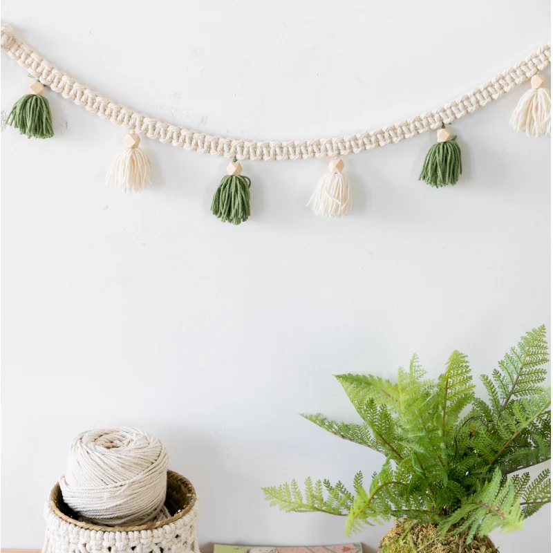 Macrame Wall Hanging Hand-woven Tassel Lanyard Decorative Flower Ornaments Shop Literary | Дом и сад