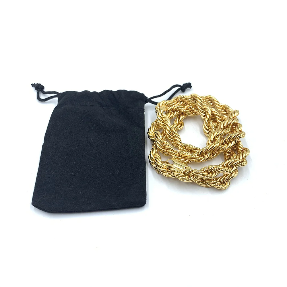 Мужское ожерелье из нержавеющей стали золотого цвета кубинская цепочка