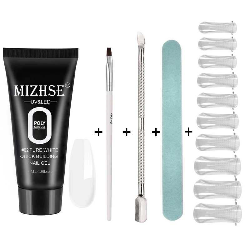 MIZHSE Crystal Jelly Gum Poly Gel Set 30ml Crystal Jelly Builder Nail Finger Extension Hard UV Gel Lacquer Manicure Tips - Цвет: MS-Set03-P02