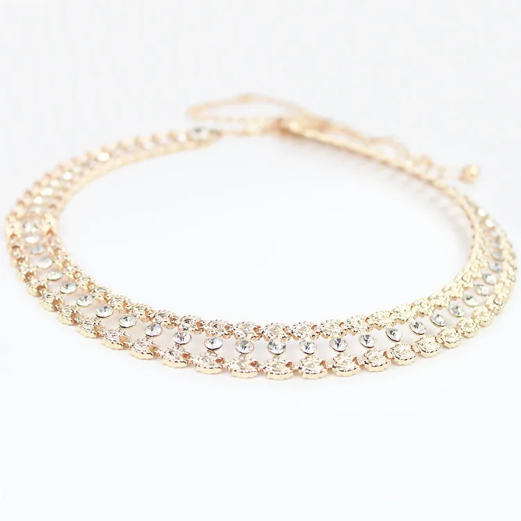 Женское вечернее платье для танцев пояс с цепочкой стразы металлический