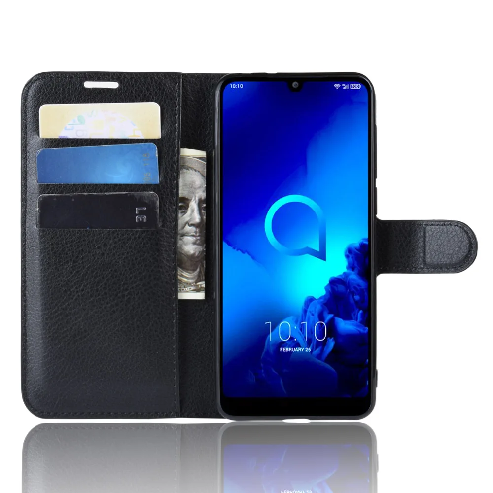 Черный 5039 чехол для Alcatel 3L, чехол, кошелек, карта, Стент, книга, стиль, флип, кожаный защитный чехол s, черный 5039U 5039D Alcatel3L Alcatel5039 - Цвет: Черный